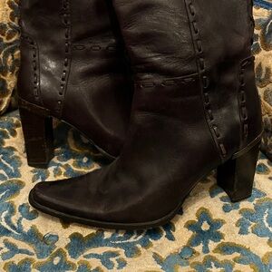 Vintage 90’s Browns couture dark brown tall leather boots size 9
